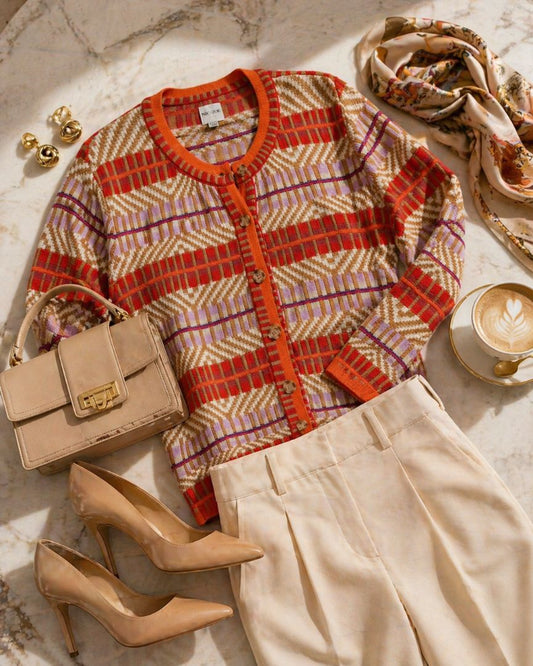 orange and brown Nic + Zoe Cardigan, XL
