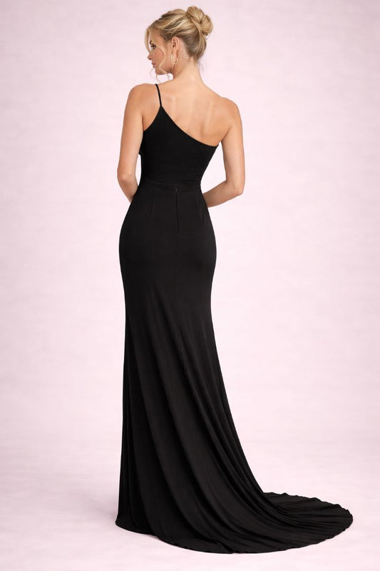 black Lulus one shoulder evening gown