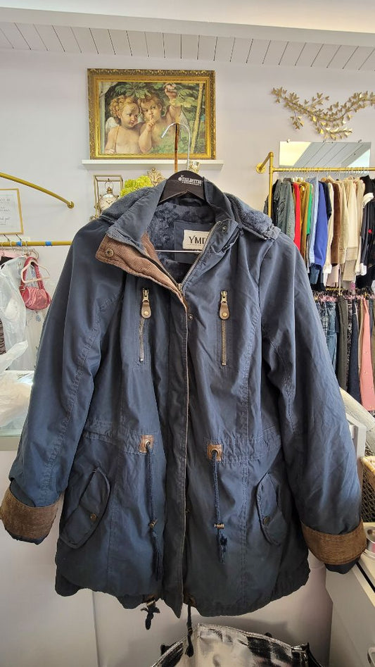 YMI Blue Rain Coat with corduroy interior, XL