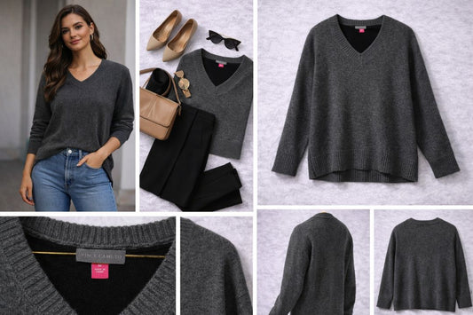gray and black Vince Camuto two tone sweater