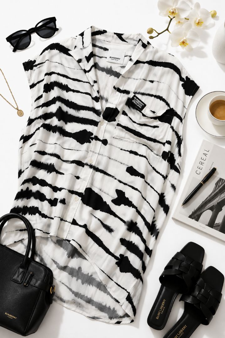 Burberry Kaftan silk convertible shirt