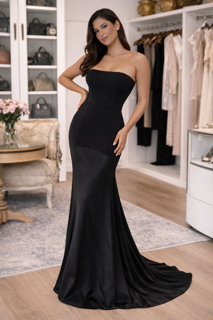Lulus Black Strapless A-Line Maxi Dress