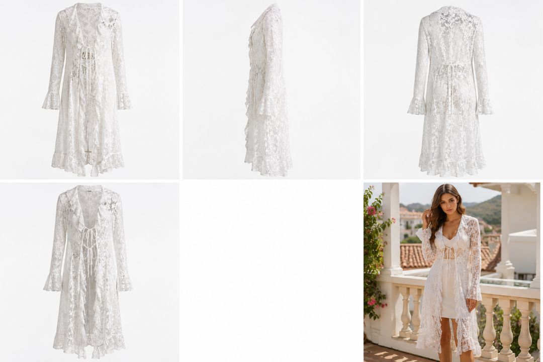 See You Monday White Lace Duster Top