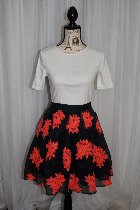 Blue and Orange Anthropologie Maeve Pome Blossom Skirt, Size XS