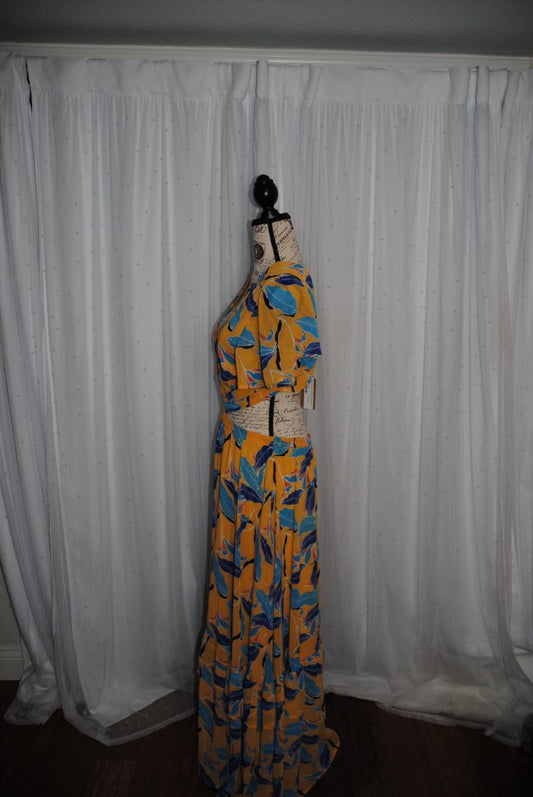 yellow / blue Lilly's Kloset Your Favorite Flower Maxi Dress, L
