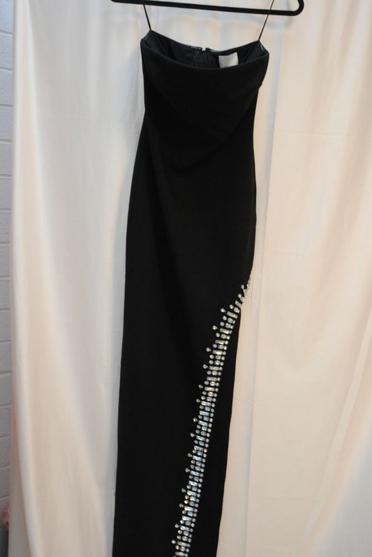 black CINQ À SEPT sammy gown slit, 2