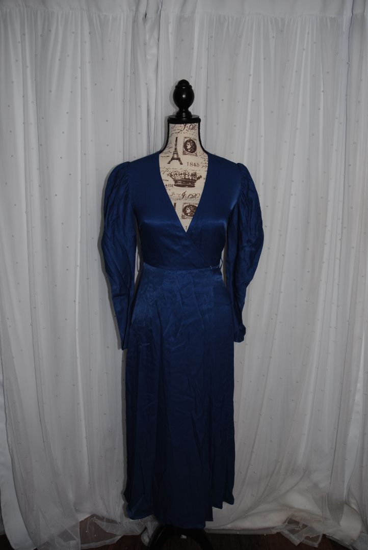 Blue Bright Paris Atelier & Other Stories V-Neck Wrap Dress NWT, XS