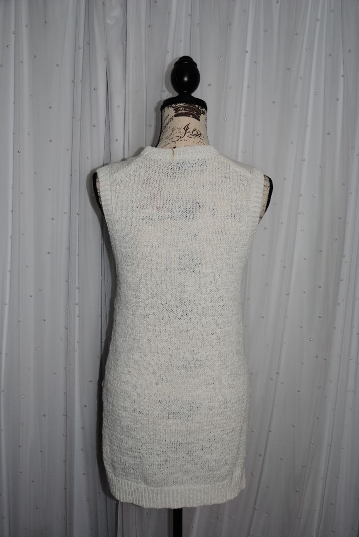 white Theory Mayleen Open Stitch Sleeveless Knit Sweater Vest, M