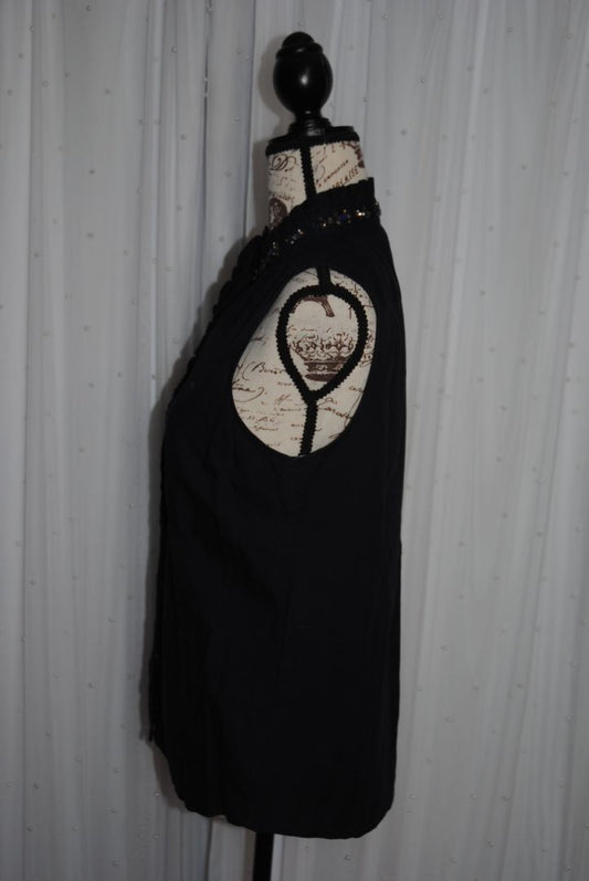 navy J Crew Collection button-up shirt with embellishments, S