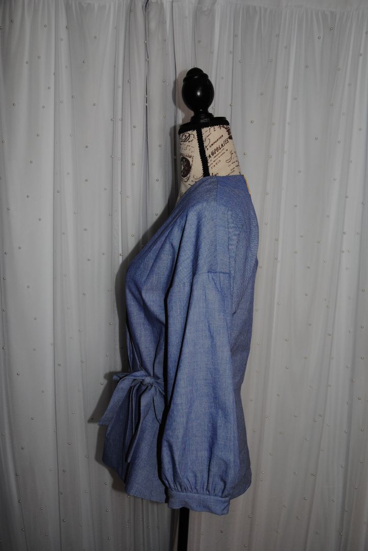 Chambray Halogen Chambray Wrap Shirt Jacket Side Tie, S
