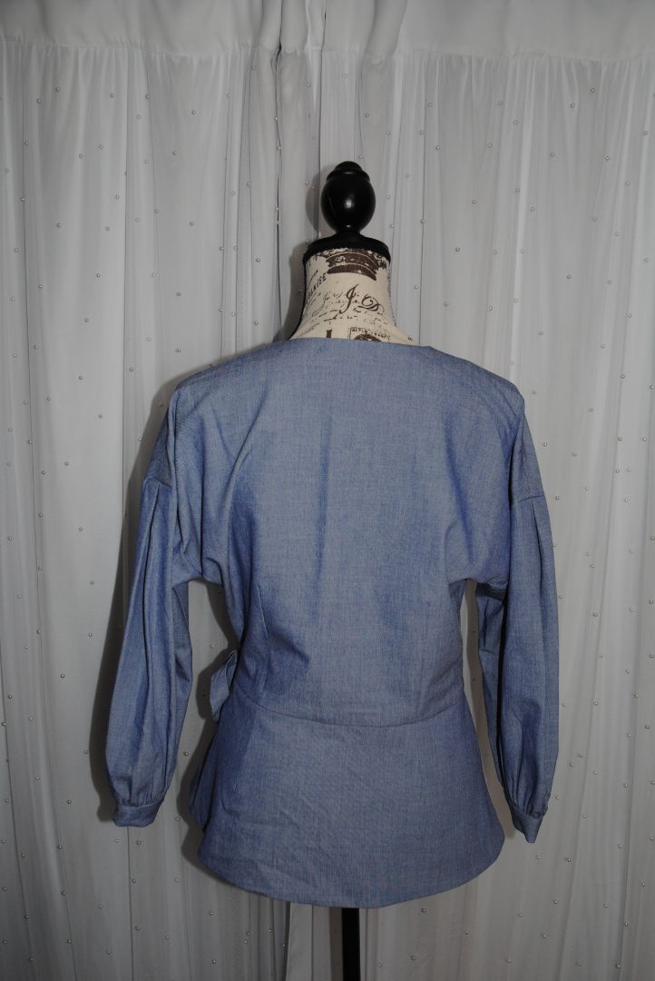 Chambray Halogen Chambray Wrap Shirt Jacket Side Tie, S