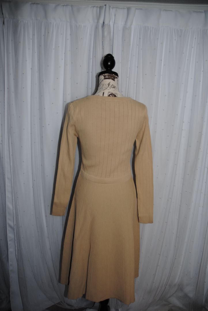 Beige Gracia Quilted A-Line Midi Dress NWT, M