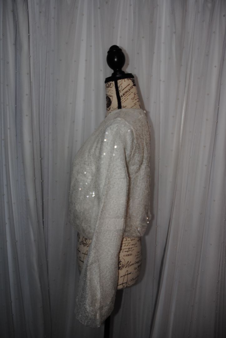 white WAYF sequin cropped long sleeve top NWT, S