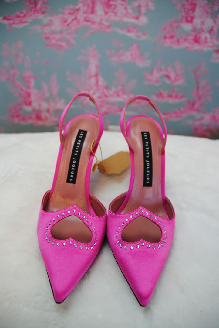 raso pink Les Petits Joueurs Les Petits Joueurs Jerry heart crystal heels, EU 38