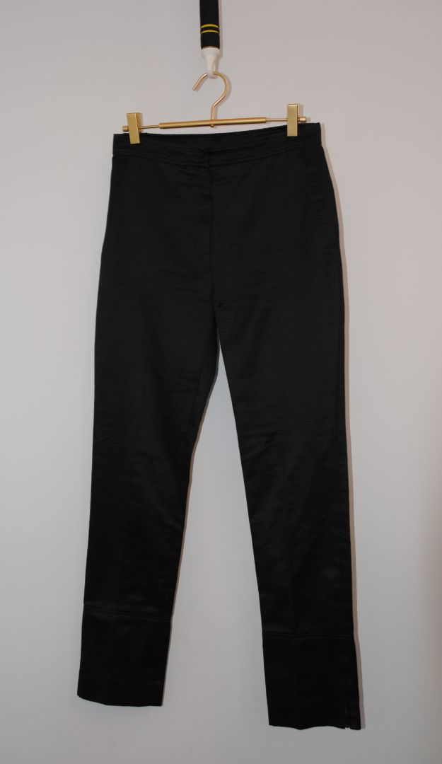 black Yves Saint Laurent tappered satin pants with zipper