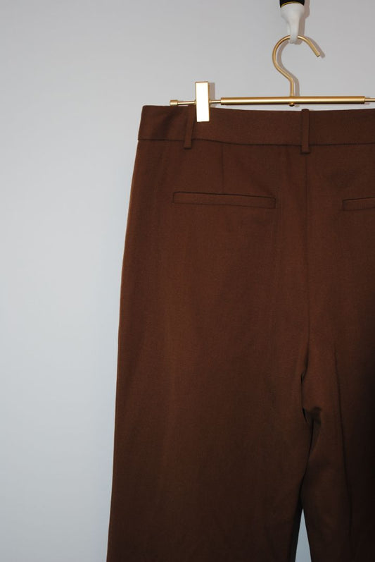 warm chestnut brown Nili Lotan high waisted wide leg pants, 10