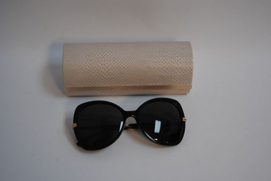 black Jimmy Choo Oversized Black Acetate Sunglasses with case, one size