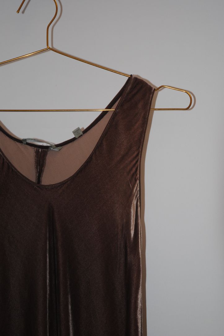 brown grey Vince velvet dress, S