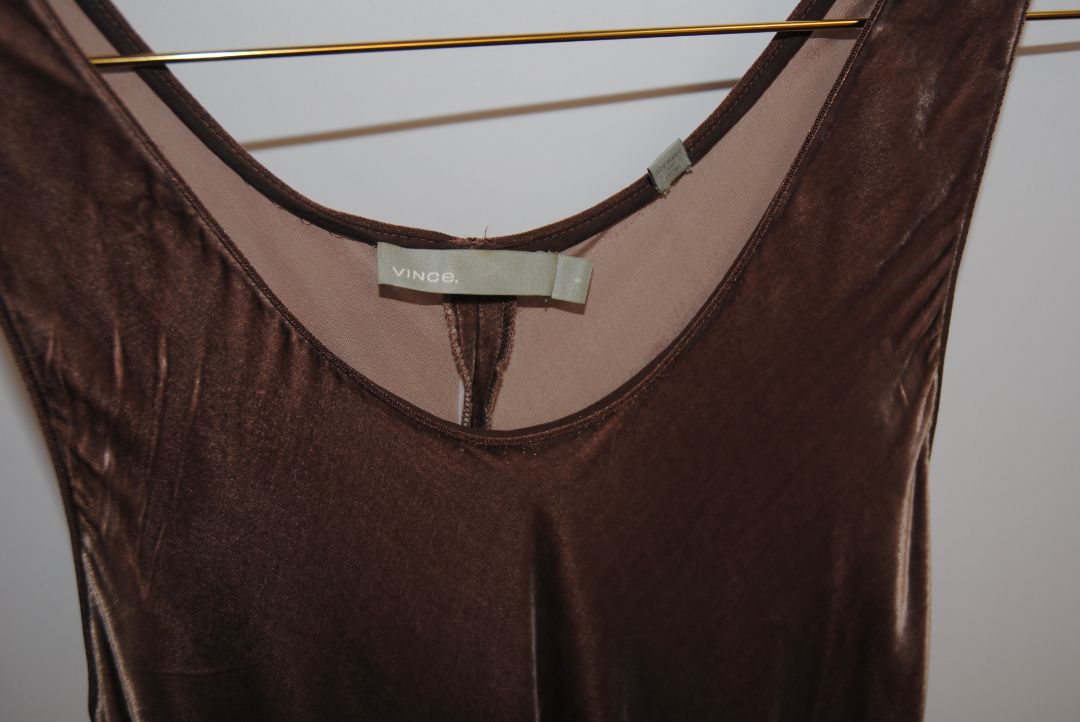 brown grey Vince velvet dress, S