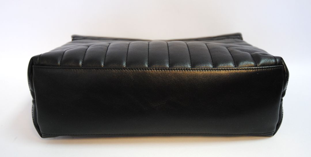 black and silver Saint Laurent loulou large calfskin, Length: 14 in (35.5 cm) Height: 10 in (25.5 cm) Depth: 5.1 in (13 cm) Strap Drop (Double Chain): ~11 in Strap Drop (Single Crossbody): ~19 in
