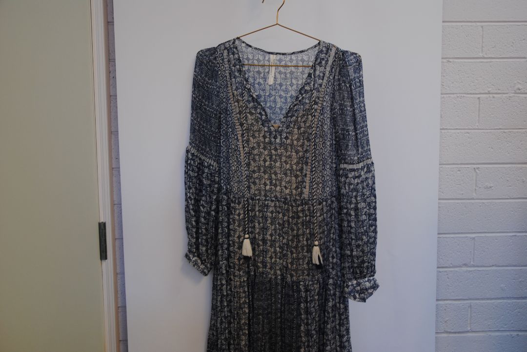 blue Antrhopologie boho dress, M