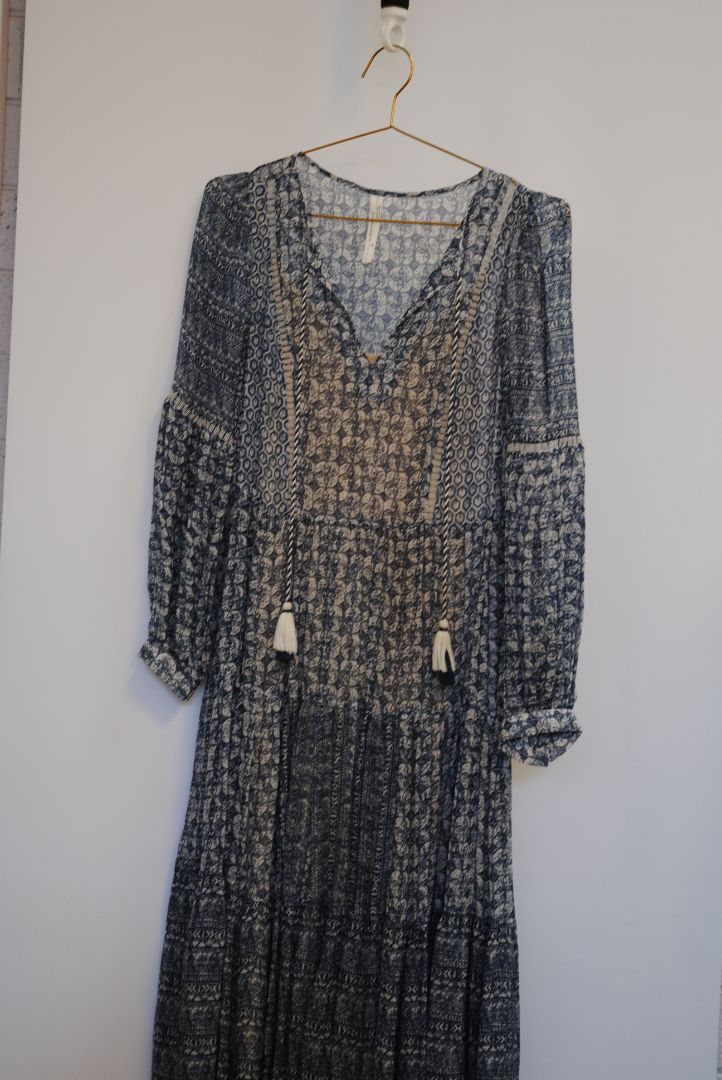 blue Antrhopologie boho dress, M