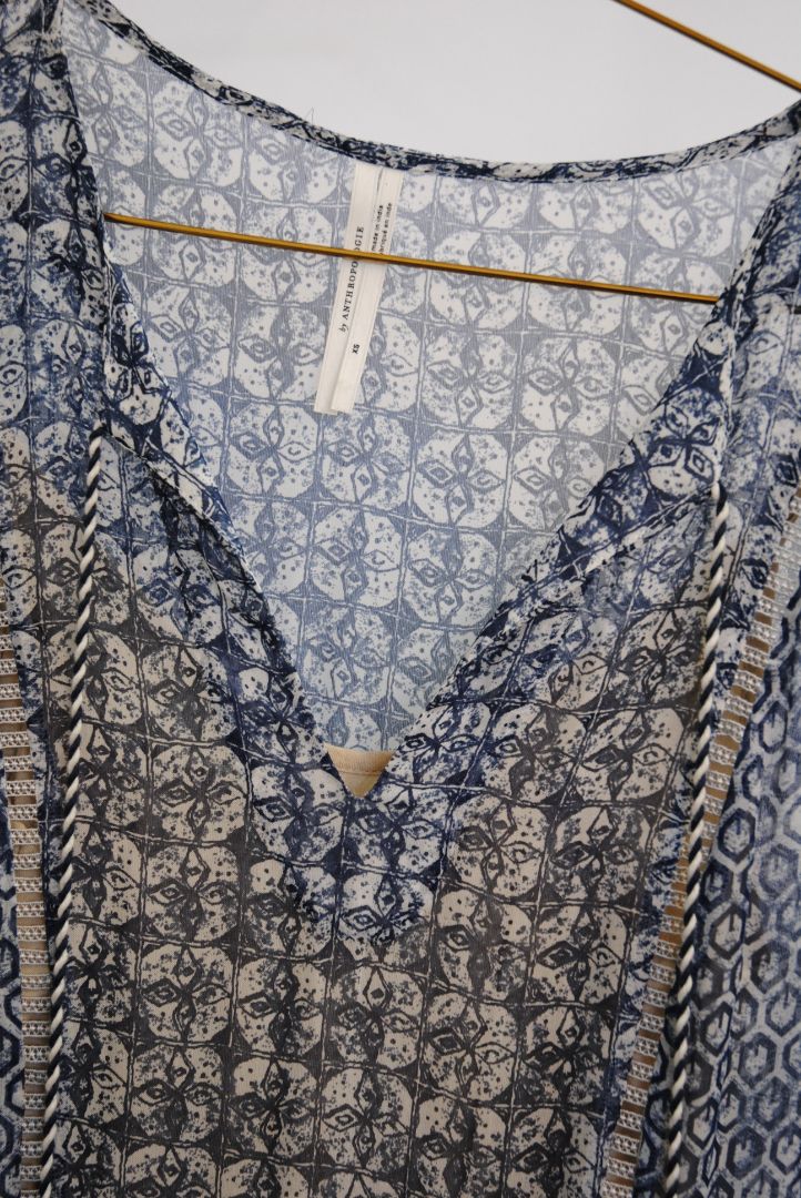 blue Antrhopologie boho dress, M