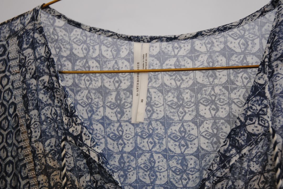 blue Antrhopologie boho dress, M