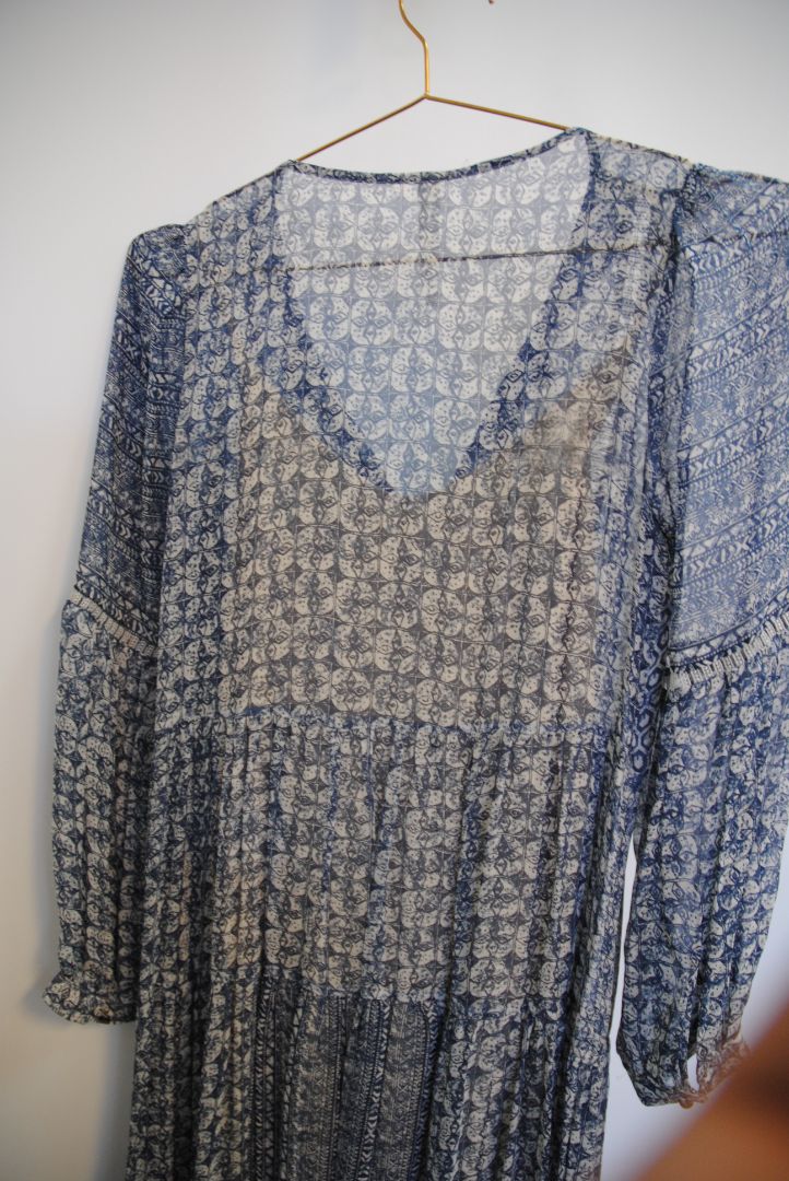 blue Antrhopologie boho dress, M