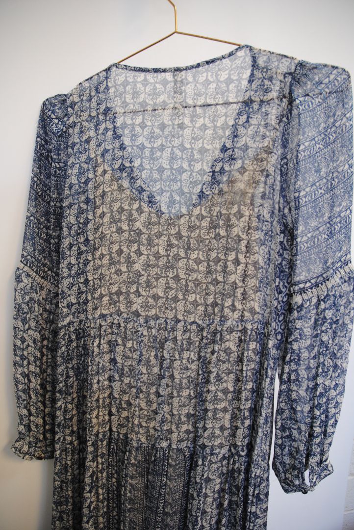 blue Antrhopologie boho dress, M