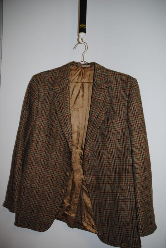 Houndtooth Brown Chester Barrie Designer Coat, XL