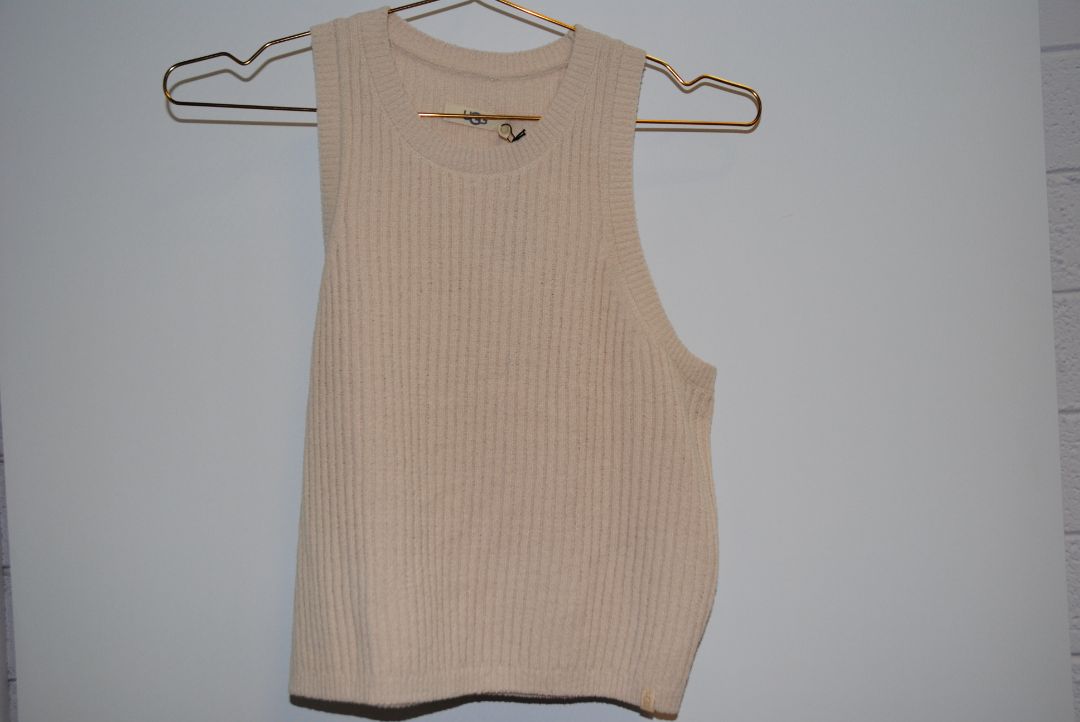 Cream UGG UGG Ribbed Cream Knit Sleeveless Top, L