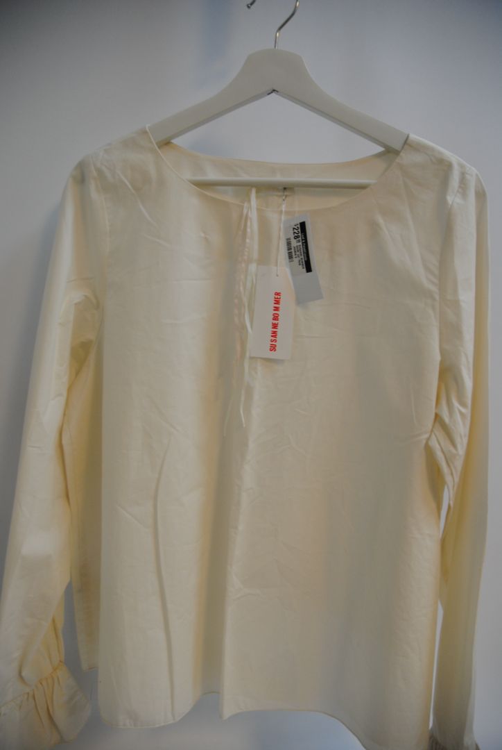 white Susanne Bommer Long Sleeve Blouse with Ruffle Cuffs, S