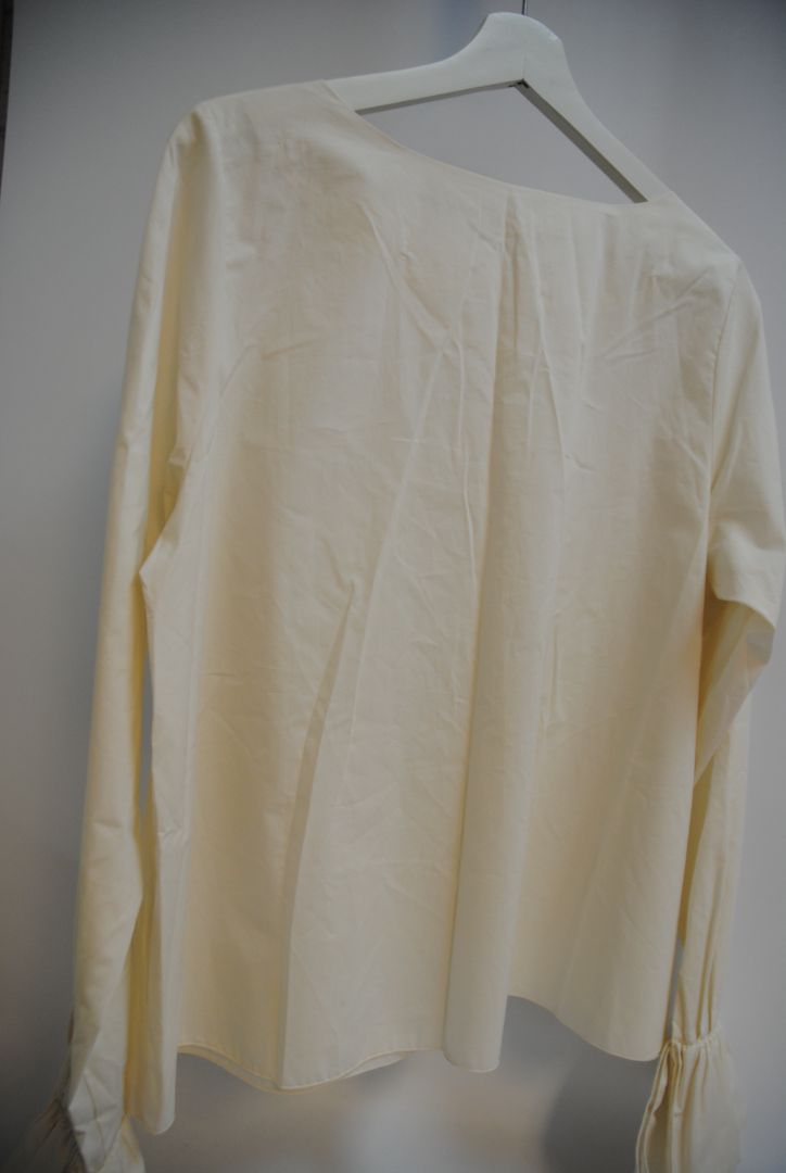 white Susanne Bommer Long Sleeve Blouse with Ruffle Cuffs, S