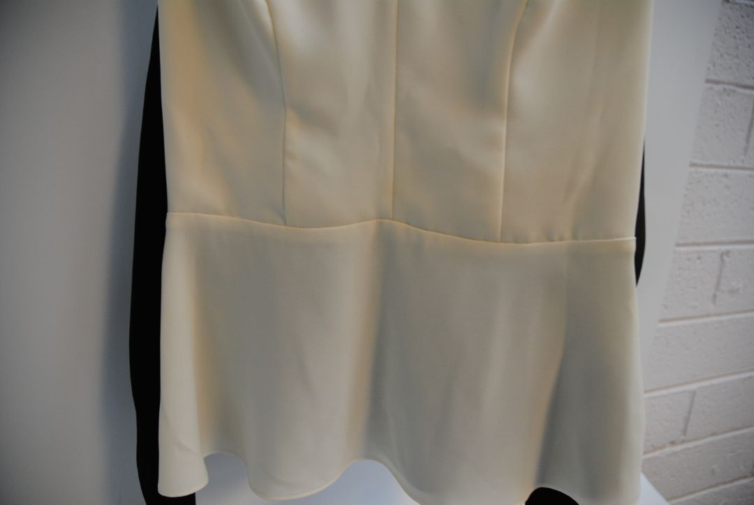 black and white Amanda Uprichard v neck peplum top, S