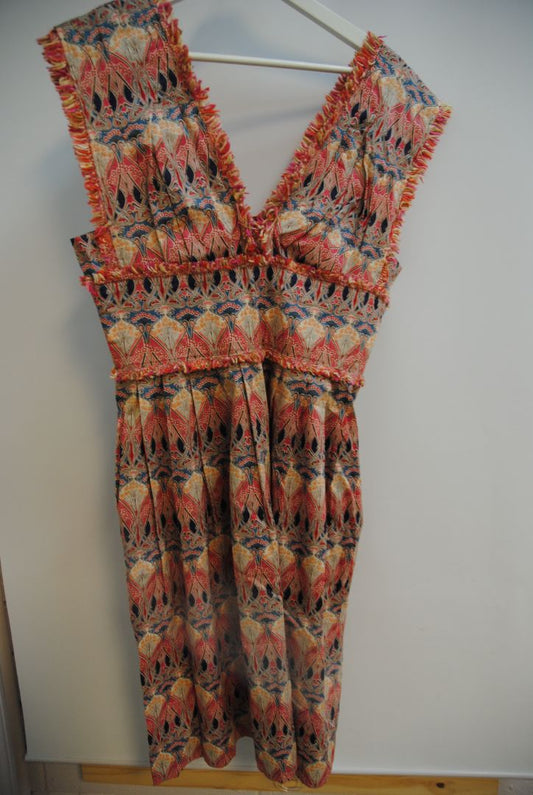 deco pattern Cacharel deep v midi dress, M