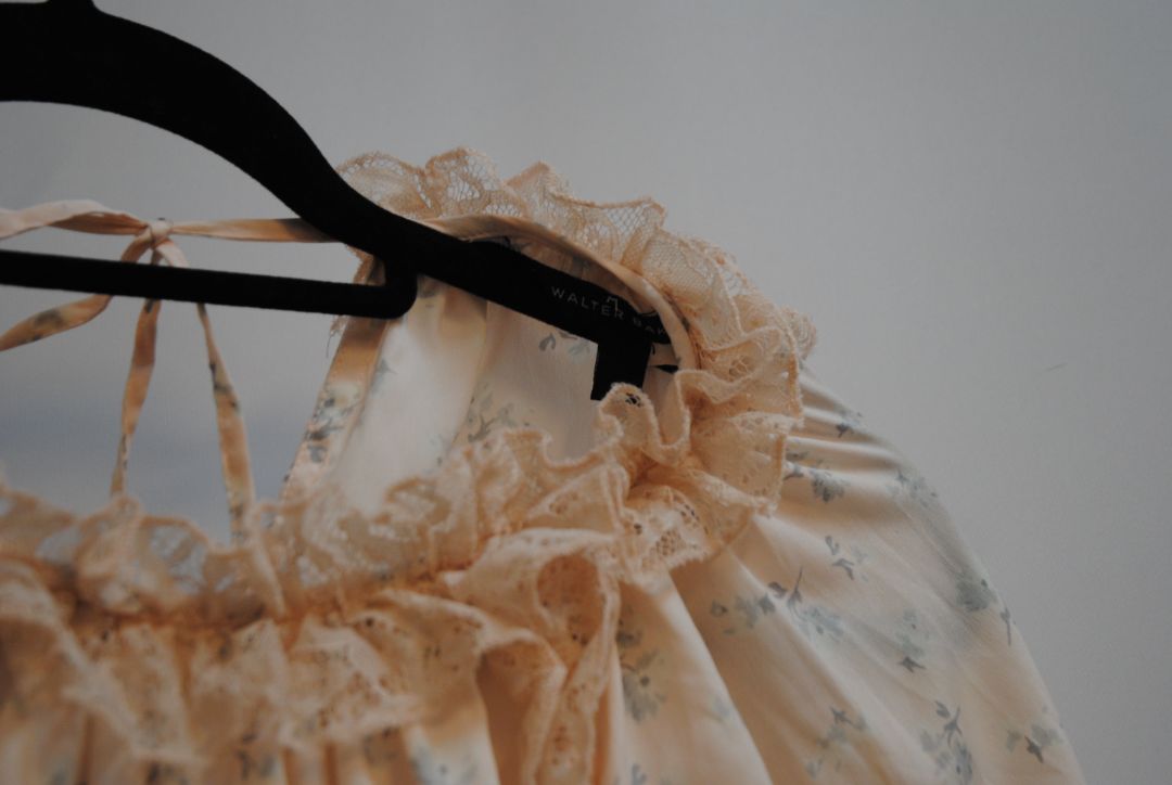 blush floral Walter Baker lace detail peasant blouse, S