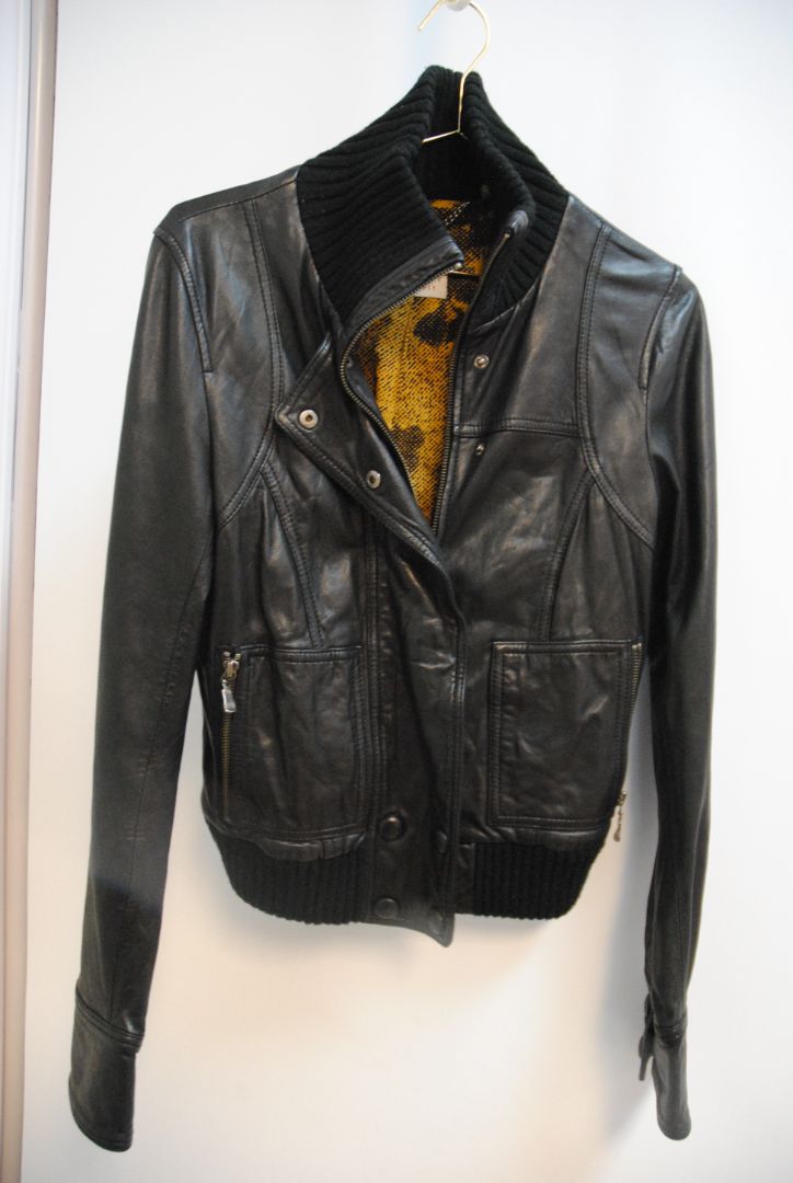 black Ted Baker bomber jacket with ribbed knit trim, 2 EU / US 6