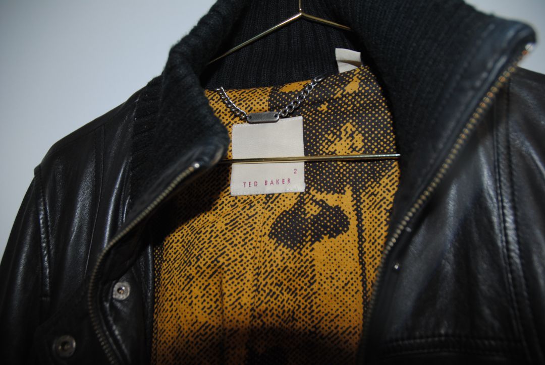black Ted Baker bomber jacket with ribbed knit trim, 2 EU / US 6