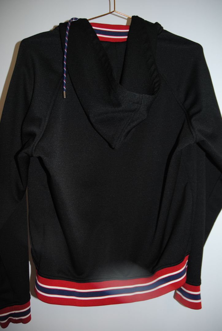 black and red trim Kooples zip up varsity jacket, M