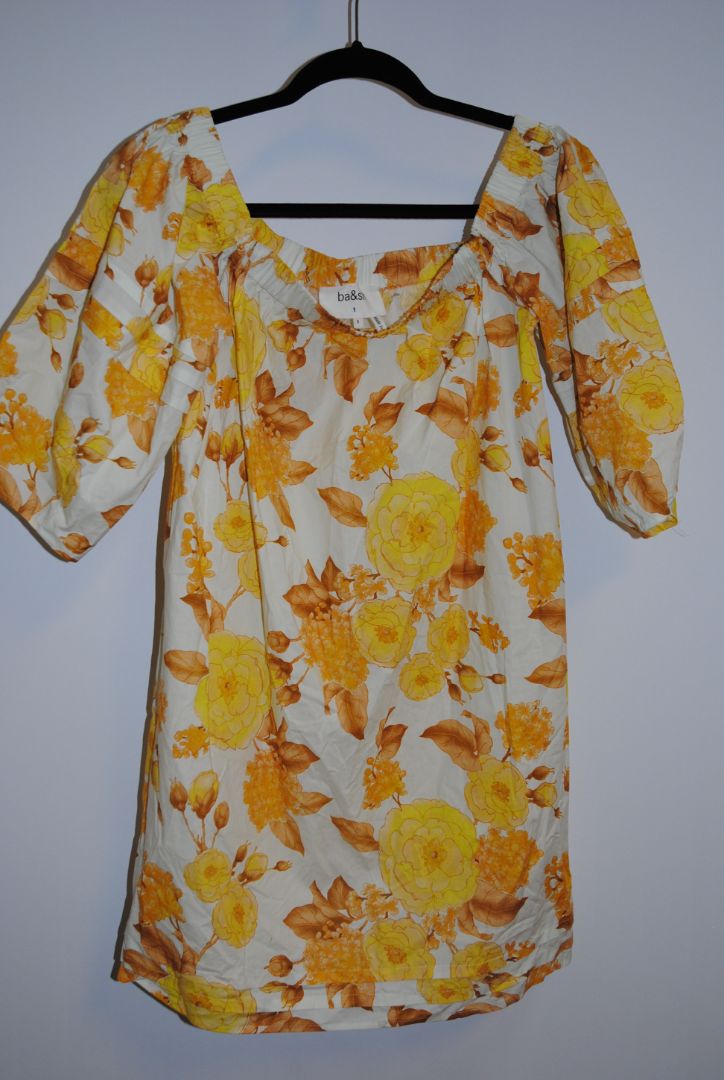 yellow floral BA&SH off shoulder dress, M/L