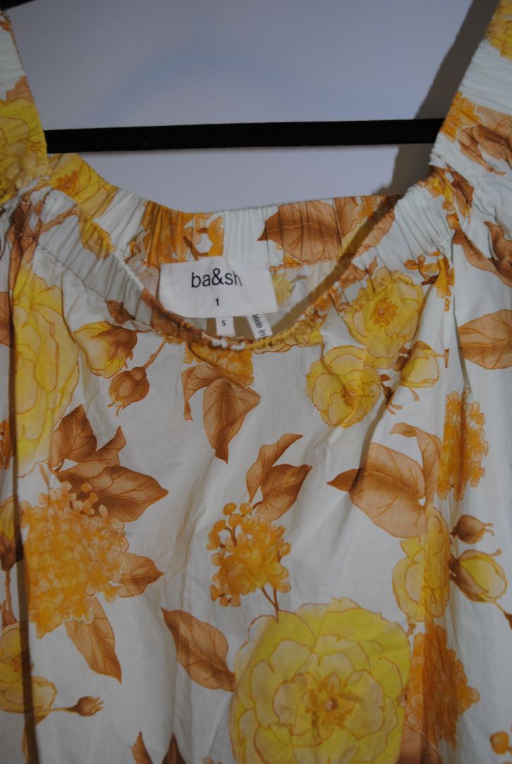 yellow floral BA&SH off shoulder dress, M/L