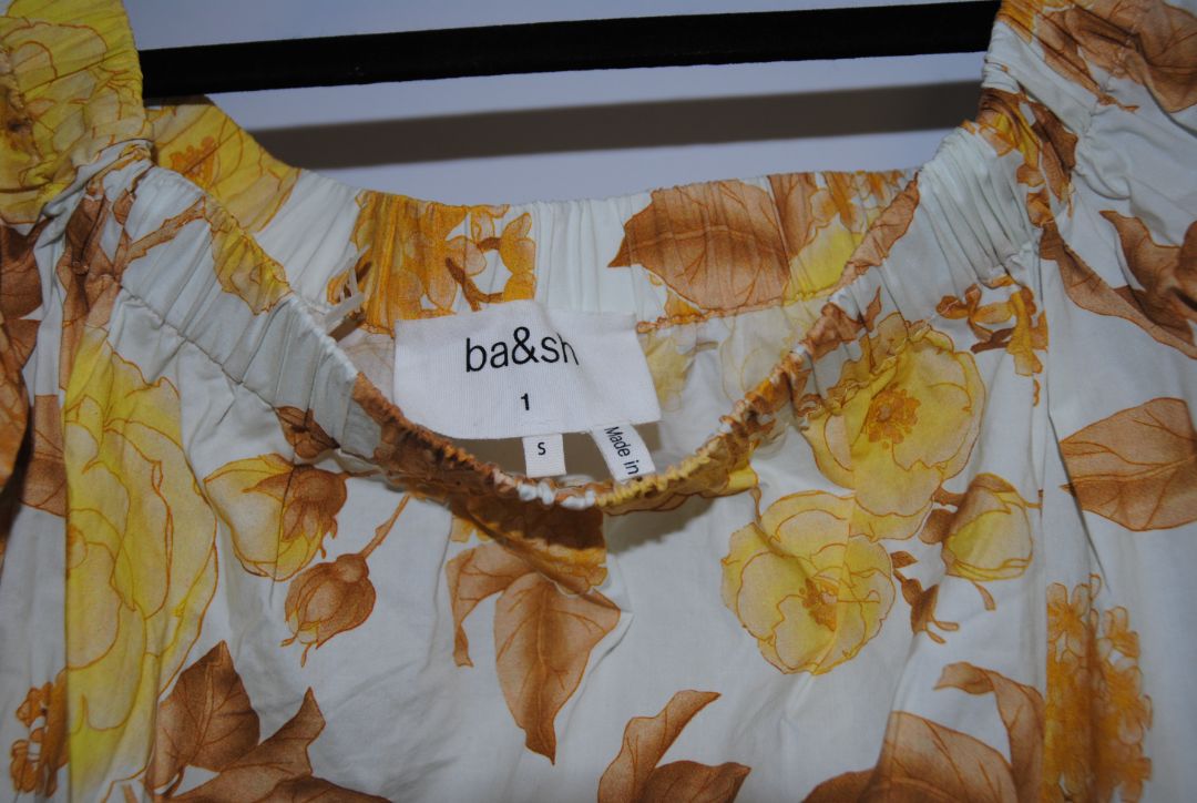 yellow floral BA&SH off shoulder dress, M/L