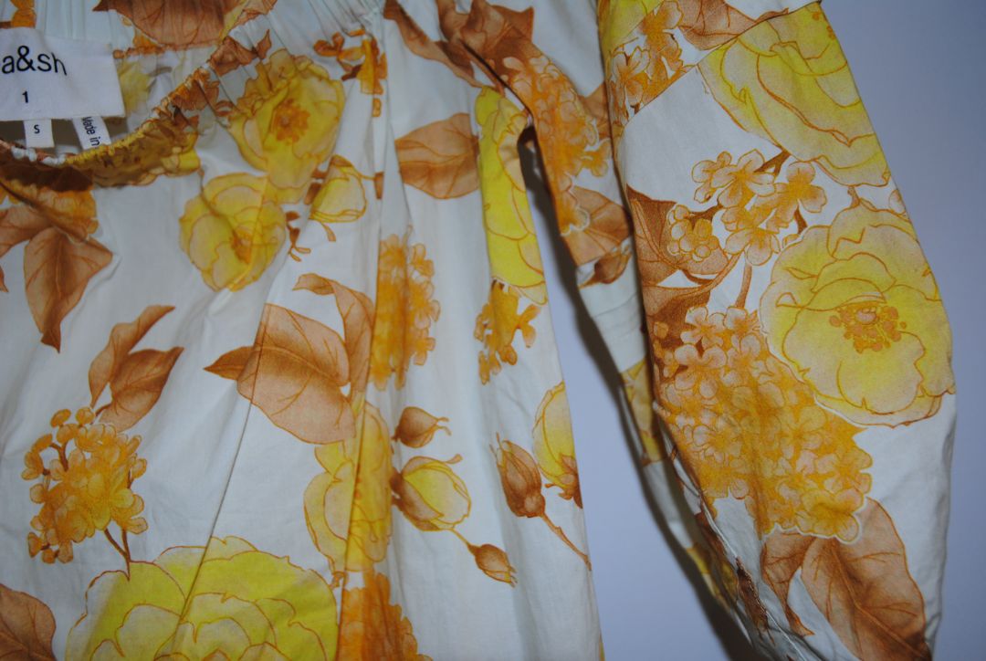 yellow floral BA&SH off shoulder dress, M/L