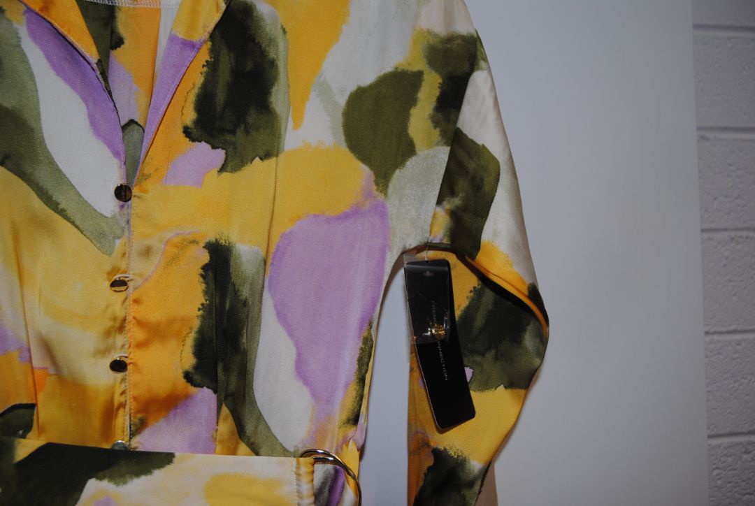 Yellow green purple French Connection abstract dress, S