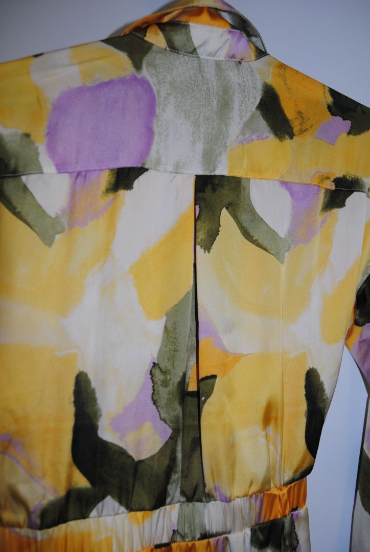 Yellow green purple French Connection abstract dress, S