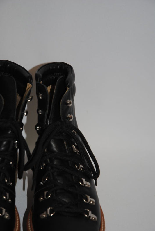black Hermès Mountain Lace-Up Boots, 42 EU