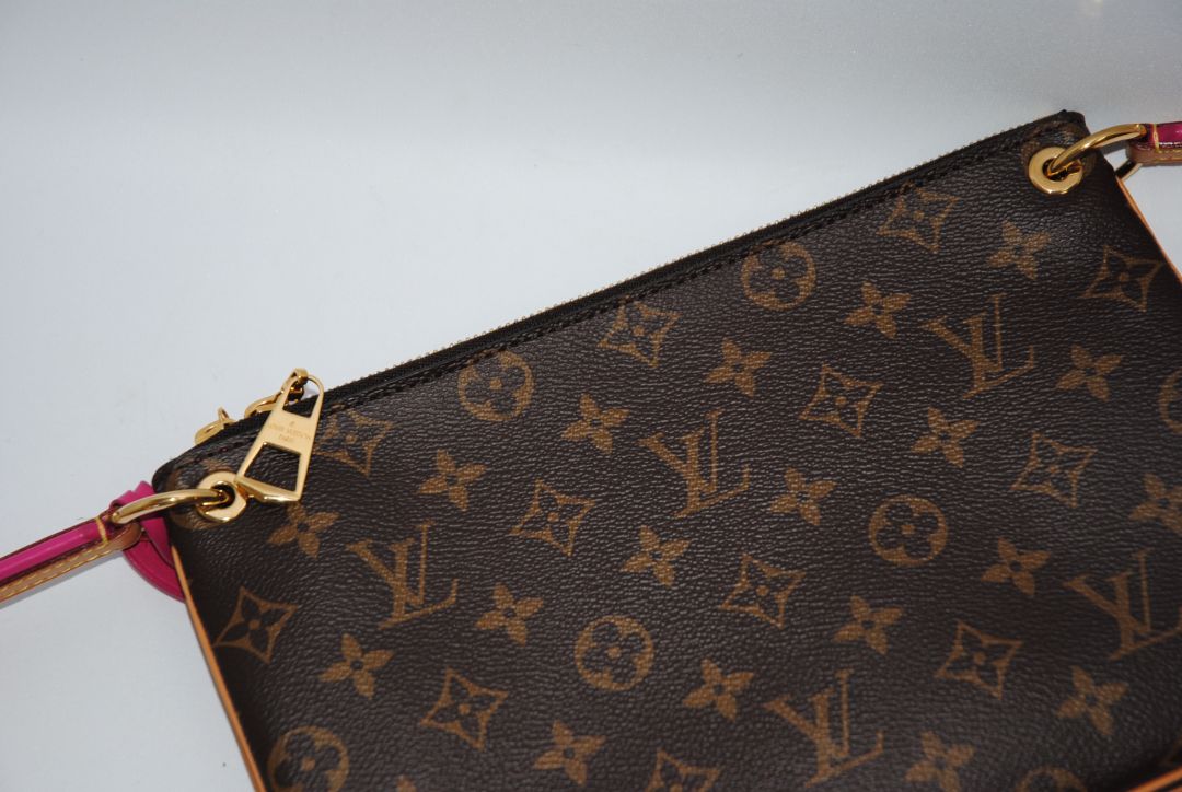 monogram + fuschia + yellow Louis Vuitton rare cross body monogram, Length: 9.8 in Height: 5.9 in Depth: 1.5 in Strap Drop: ~19β21 in (non-adjustable)