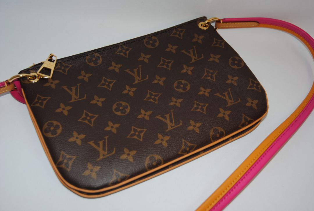 monogram + fuschia + yellow Louis Vuitton rare cross body monogram, Length: 9.8 in Height: 5.9 in Depth: 1.5 in Strap Drop: ~19β21 in (non-adjustable)