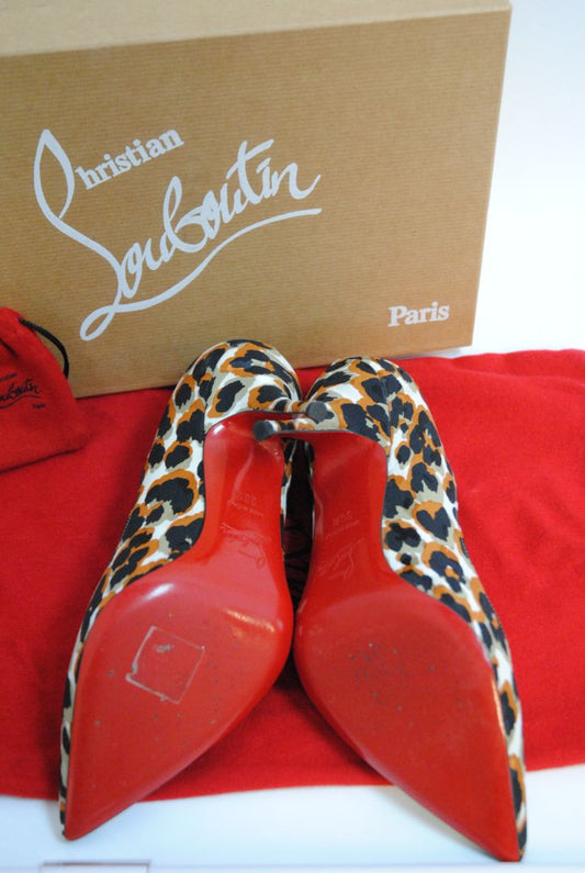 orange multi Christian Louboutin leopard pumps, 36.5 EU